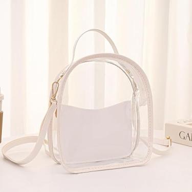 Imagem de Mochila feminina transparente de PVC para viagens, eventos ou uso diário, Branco, Small, Mochila casual