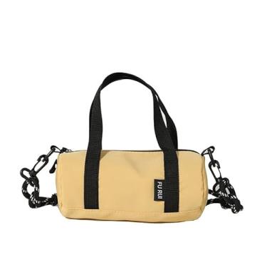 Imagem de Sacola feminina para mulheres, bolsas transversais modernas, pacote cilíndrico, bolsas de ombro com mensageiros de nylon, Amarelo, Medium, Amarela