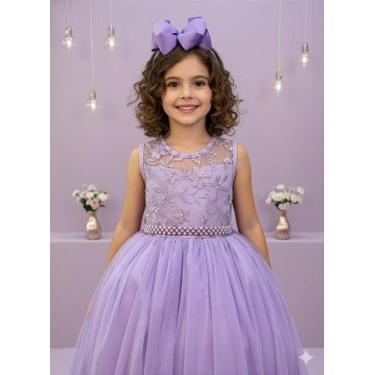Imagem de Vestido Infantil Lilás Longo com Renda para Formatura de Daminha - Fab
