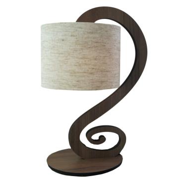 Imagem de Abajur De Mesa Base Marrom E Cúpula Tecido Linho Bege Bivolt