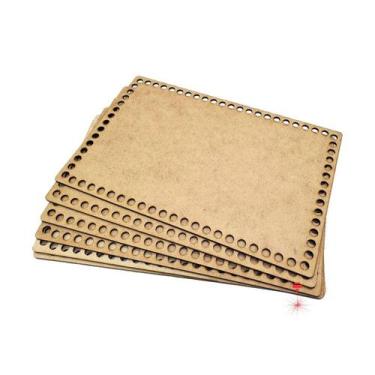 Imagem de Kit 10 Base Retangular 15x30 cm MDF Cru para Cesto Crochê Fio de Malha