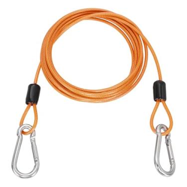 Imagem de PATIKIL Cabo de aço de segurança de 2 m (199,9 cm) com gancho de pressão, 1 peça de corda de fio flexível de laço duplo revestido de PVC, corrente de segurança para bagagem de viagem ao ar livre