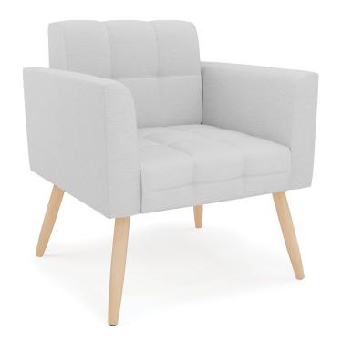 Imagem de Poltrona Elisa Linho Cinza A05 Pés Palito Natural - D'Rossi