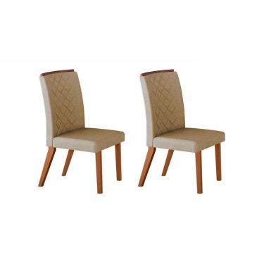 Imagem de Kit 2 Cadeiras De Cozinha Jade Madeira Capuccino-suede Capuccino - Rufato