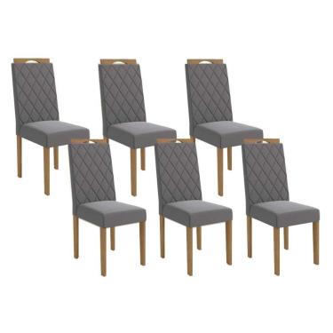 Imagem de Cadeira De Cozinha 2cad152ea Kit 6 Un Eucalipto Suede Cinza Titanio A050