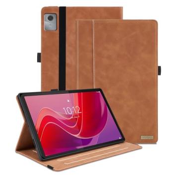 Imagem de Capa para Lenovo Tab M11 / Tab K11 LTE 11 polegadas (TB330FU) lançado em 2024, capa inteligente de visualização multiângulo com bolso, capa flip de couro PU empresarial com suporte para cartão para