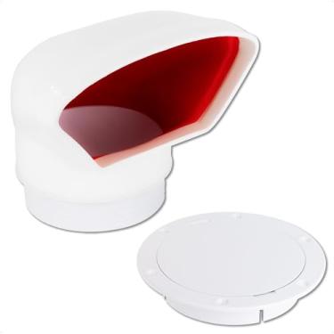 Imagem de Five Oceans Ventilação de capota de 7,5 cm com placa de convés de encaixe e capa, PVC flexível e resistente a UV de baixo perfil, interior vermelho, para entrada de ar ou ventilação da cabine - FO88