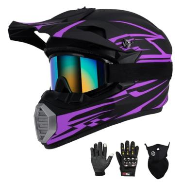Imagem de TIANDU Capacete De Quadriciclo Para Jovens, Infantil Motocross, Offroad, Unissex, Com Luvas, Óculos Proteção, Conjunto 4 Peças, Ótimo Presente Familiares E Amigos