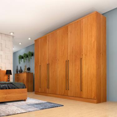 Imagem de Guarda Roupa Sevilla Casal 6 Portas 8 Gavetas Tcil Cor:cinamomo