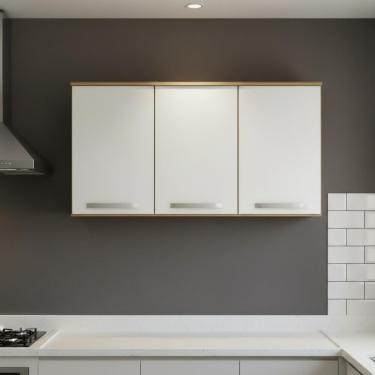 Imagem de Armário Aéreo Cozinha E Lavanderia 4 Repartições 3 Portas - Freijo/off White