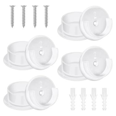 Imagem de YBEATY 4 conjuntos de soquetes de mastro de armário sólidos suportes de haste de armário acessórios de tampas de tubo de plástico suportes de extremidade de cortina de chuveiro para casa, loja de