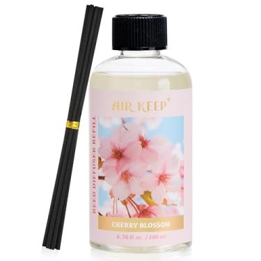 Imagem de Airkeep Refil de óleo difusor de palheta com bastões difusores, 200 ml de óleos perfumados de flor de cerejeira, aromaterapia, fragrância doméstica e ambientador, decoração de escritório, decoração