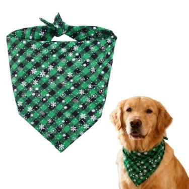 Imagem de Bandana de Natal para cães grande médio pequeno lenço bandana férias triângulo gato babador verde xadrez pet bandanas roupa de gato acessórios para cães menina menino Natal animal de estimação