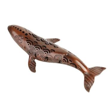 Imagem de Generic Forno de aromaterapia de baleia, design vazado, multiuso, feito à mão, fogão, incenso antigo, liga criativa (cobre vermelho)