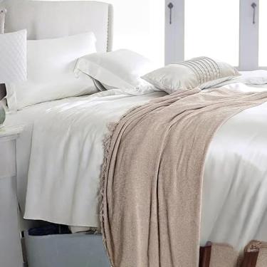 Imagem de SXYMTSW Conjunto de capa de edredom de seda pura amoreira 4 peças, conjunto de cama respirável super macio adulto, para cabelo e pele (2 fronhas, 1 capa de edredom, 1 lençol de cima, sem edredom