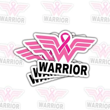 Imagem de (3 peças - 7,6 cm) adesivos de câncer de mama guerreiro - adesivos de vinil com fita rosa empoderadora com citações de lutador para laptop, garrafa de água, caderno - presentes para sobreviventes