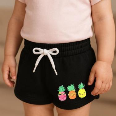 Imagem de Short Moletinho Infantil Feminino Estampado Frutas Fofas Diversão aleg