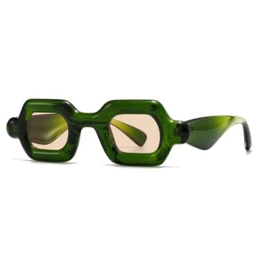 Imagem de VFDHN Óculos de sol punk feminino e masculino, armação degradê, óculos de sol luxuosos, praia (C7 verde champanhe)