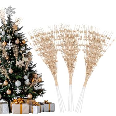 Imagem de cnomg 12 peças de hastes artificiais de Natal com purpurina de frutas silvestres de 42 cm para árvore de Natal, enfeites de guirlanda de Natal, galhos, vaso de lareira, decoração de festa em casa