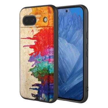 Imagem de OEURVQO Capa artística para Google 8A, capa de silicone líquido de toque macio com forro fofo, compatível com carregamento sem fio, capa protetora para Google Pixel 8A, aquarela preta