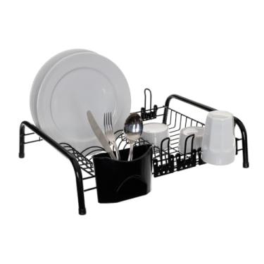 Imagem de Escorredor de talheres e copos com suporte para facas, garfos e copos, preto Cozinha
