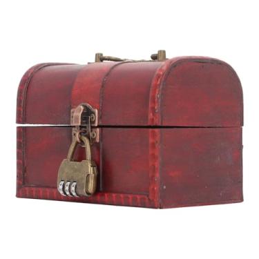 Imagem de TOPINCN Caixa de Tesouro de Madeira, Caixa de Joias Vintage Com Fechadura Antiga para Coleção de Moedas de Pérola, Decoração para Casa, Armazenamento de Presente