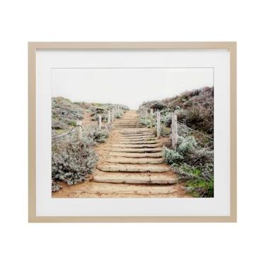 Imagem de Stupell Industries Impressão emoldurada de madeira Stairway to Heaven Gray Under Glass, design de Leah Noel Art, 13 x 16