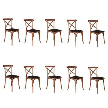 Imagem de Kit 10 Cadeiras Katrina Assento Corano Preto Aço Cobre Laranja