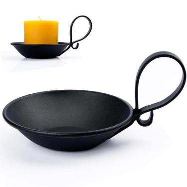 Imagem de Castiçal Iron Pillar AGLARY preto fosco com alça de 12 cm