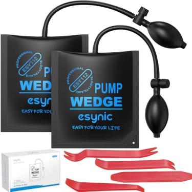 Imagem de eSynic Pacote com 2 sacos de cunha de ar duráveis sacos de bomba de ar confiáveis sacos antiderrapantes para calço de ar ferramentas de elevação de porta de ar de 136 kg com 4 ferramentas auxiliares