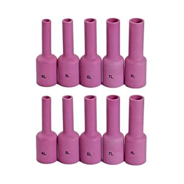 Imagem de Kit com 2 pinças para lentes de gás de bocal de cerâmica de alumina longa TIG - Compatível com QQ300 DB PTA SR WP 17 18 26 - Kit de consumíveis de tocha de soldagem