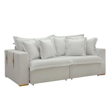 Imagem de Sofá Cama Retrátil E Reclinável Arizona Boucle Gelo 2,40m