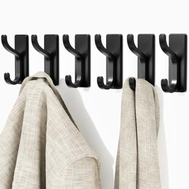 Imagem de pickpiff Pacote com 6 ganchos autoadesivos para pendurar: ganchos resistentes (4,5 kg), ganchos de porta, ganchos para casacos, ganchos de toalha de banho para banheiro, ganchos de parede para