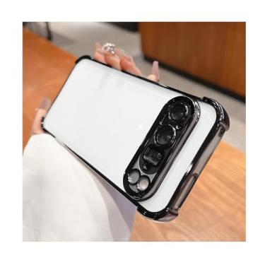 Imagem de Capa galvanizada macia para Google Pixel 9 Pro. Capa fina brilhante com parte traseira transparente. Protetor de câmera embutido para Pixel 9 Pro (preto, Pixel 9 Pro)