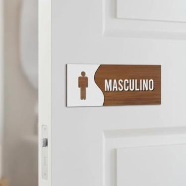 Imagem de Placa De Sinalização Para Banheiro Madeira Masculino