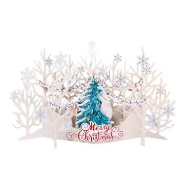 Imagem de FIAMR Cartões de Natal pop-up 3D, design requintado e exclusivo esculpido em papel 3D, cartões de Natal e inverno, artesanato requintado, durável e colorido, com envelopes e cartões em branco