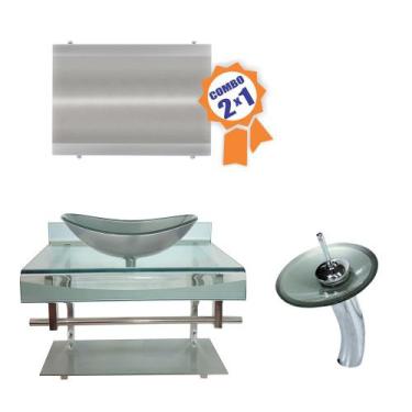 Imagem de Combo 2 em 1 - Gabinete 70cm Holanda + Torneira Ibiza - EKASA, Prata