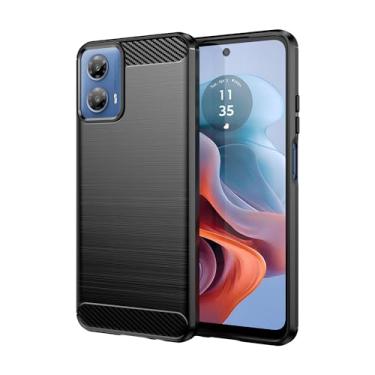Imagem de Vavies Capa para Moto G34 5G / Moto G45 5G XT2363-2 Capa de fibra de carbono Slim Soft TPU Capa protetora de absorção de choque à prova de choque para Motorola Moto G34 preta
