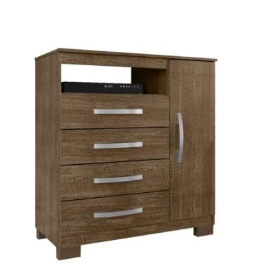 Imagem de Cômoda Anjo Com 1 Porta e 4 Gavetas 90x84 Malbec EdeCasaMoveis