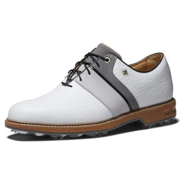 Imagem de FootJoy Tênis de golfe masculino Premiere Series Bison, Branco/cinza/preto, 47