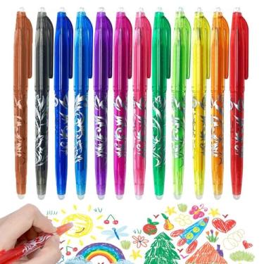 Imagem de BFDEREN 12 peças, materiais escolares, artigos de papelaria, canetas apagáveis, canetas esferográficas de secagem rápida, 0,5 mm, para desenho, escrita, planejador, adultos, caneta de gel de tinta