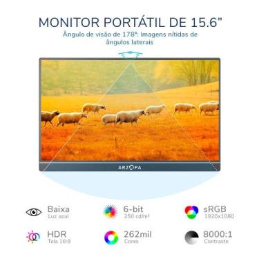 Imagem de Monitor Portátil Arzopa A1 Gamut 15.6" FHD 1080P 60Hz, 12 meses