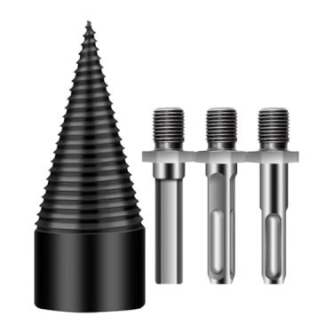 Imagem de RNXRZANK Conjunto de Brocas para Rachar Lenha com 3 Cabos, Rachador de Lenha Eficiente com Parafuso Cônico para Jardim, Casa E, 5cmx10.5cm