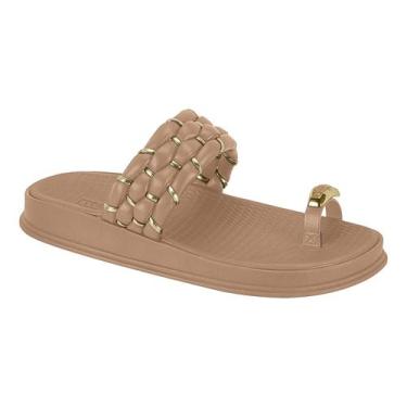 Imagem de Sandália Moleca Feminina Flat Trançada Papete Elo Dedo, Nude, 37