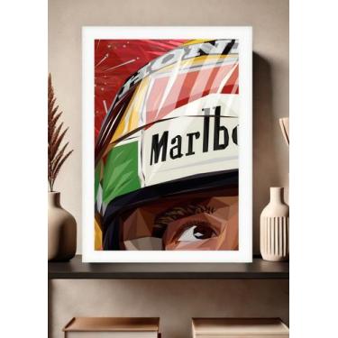 Imagem de Quadro Ayrton Senna Emoção com Vidro e Moldura Branca Tam:A4 - Spark L