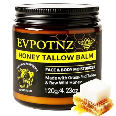 Imagem de EVPOTNZ Bálsamo de mel de sebo bovino alimentado com capim para pele - 120 ml | Creme hidratante profundo natural para rosto, mãos e corpo, pele lisa, cuidados com a pele suave para todas as idades