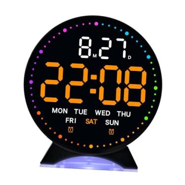 Imagem de Generic Despertador digital com visor LED, decoração moderna para casa, 12/24 horas, silencioso, para mesa, escritório, crianças, adultos e cabeceira. Ideal, Laranja Preto