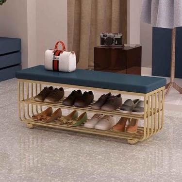 Imagem de Yadlan Banco de sapatos, bancos de armazenamento, banco de fim da cama, organizador de armazenamento com prateleira acolchoada de poliuretano, sapateira de 3 níveis para entrada, quarto, sala de estar