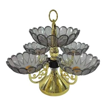 Imagem de IEUDNS Prato de aperitivo em formato de flor, pratos de servir divididos, fruteira, organizador de frutas secas, prato para mesa, escritório, cozinha, Cinza, 5 Bandejas com Anel