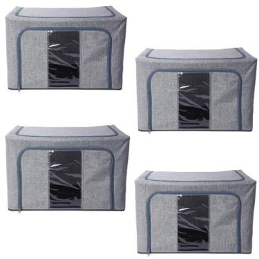 Imagem de Conjunto 4 Caixas para Organização de Casa Multiúso de Tecido com Viso